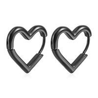 Boucles d'oreilles clips unisexes simples, tendance coréenne, délicates, en forme de cœur, en acier inoxydable, avec pierre naturelle électroplaquée, motif cœur de pêche
