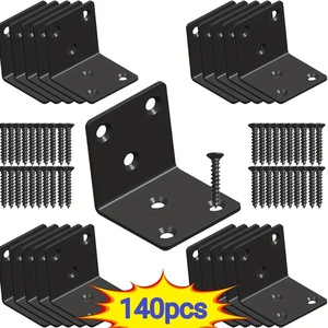 Support d'angle en acier inoxydable britannique 27x27x36mm, peint en noir, fixation à angle droit pour étagère et table - Product Image 2