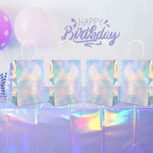 Sacs cadeaux en papier kraft imprimés sur mesure avec impression intégrale, argentés au laser, pour les fêtes de Noël, les mariages, les anniversaires - Product Image 2