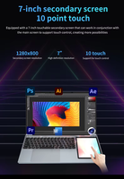 Ordinateur portable tactile OEM, tablette à écran secondaire, Windows 10, fin et portable, en métal, pour montage vidéo, utilisation en studio de création