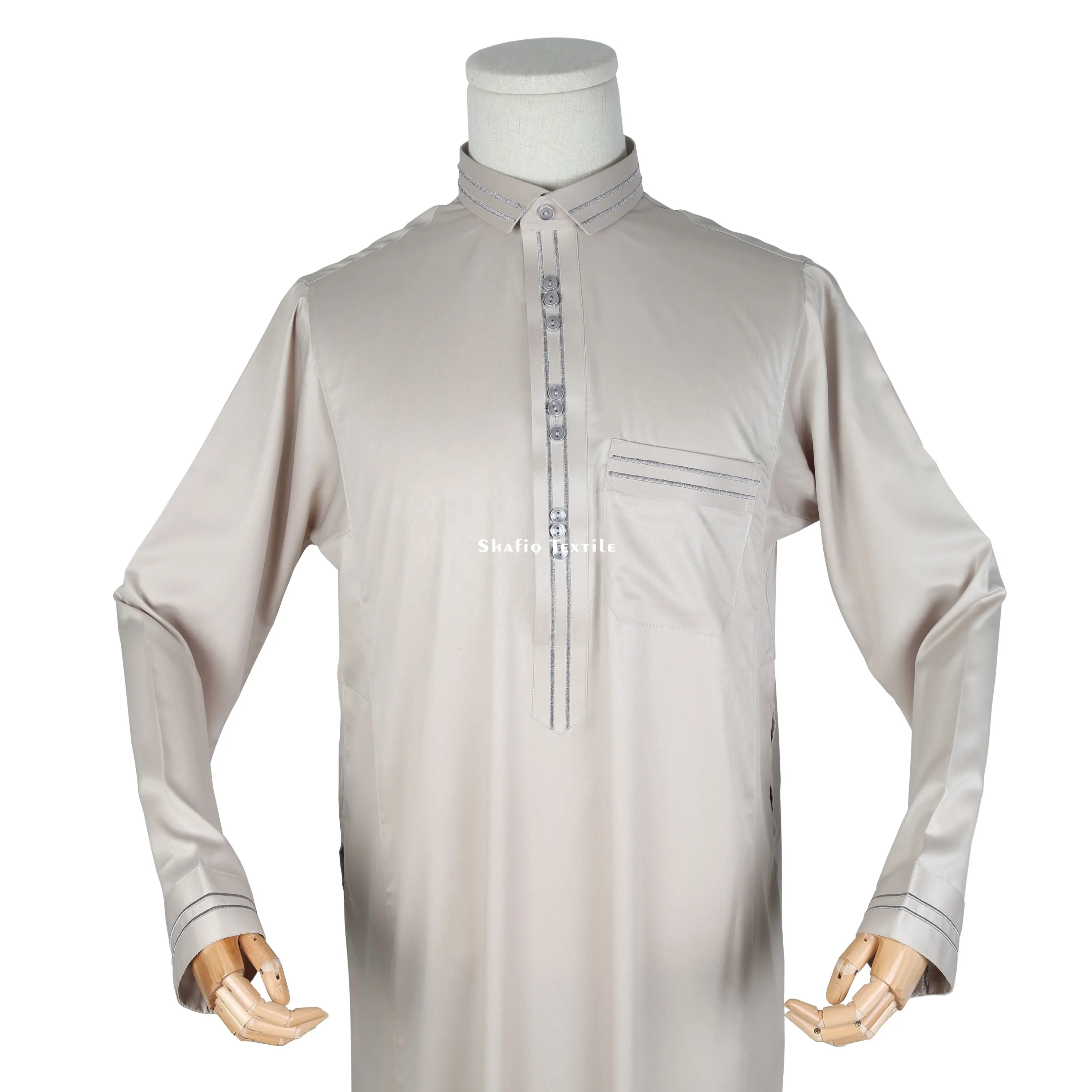 האחרון עיצוב מוצק צבע רקמת Daffah קיץ מבריק מסורתי איש קפטן Jubah אתני Jilbab Boubou שמלה מוסלמית