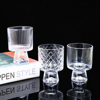 Bougies cylindriques de luxe en verre à pied haut, motif diamant côtelé, résistantes à la chaleur, transparentes, modernes, pour bricolage