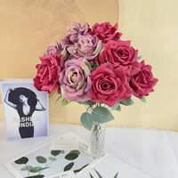 Nouveaux bouquets de roses en soie de qualité supérieure, fleurs artificielles pour la décoration murale, décoration d'hôtel, décoration de restaurant, mariages romantiques, Saint-Valentin