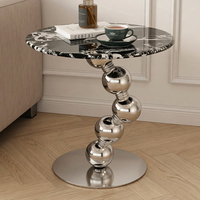 Table basse chromée en acier inoxydable, ronde, ensemble de meubles de maison, table d'appoint nordique moderne de luxe en marbre pour salon