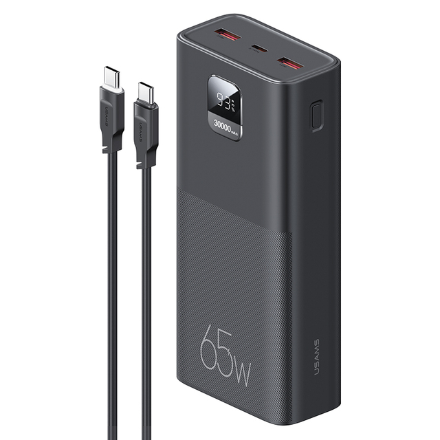 USAMS 30000mAh Big Capacity Fast Charging Power Bank QC PD 65W Laptop 30000mah Powerbanks for Mobile Phones