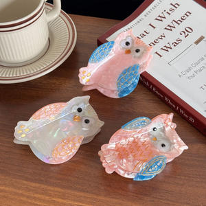 DOWELL OEM acetato gufo scolpt giunzione fermaglio capelli di alta qualità molletta per capelli animali - Product Image 3