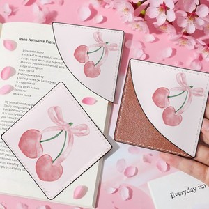 2025 New Design Eco-friendly Lovable Wind PU Leather Square Bookmark Holder for Gifts