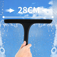 Raclette de douche en silicone de 11 pouces avec poignée ergonomique et crochet de suspension pour portes, fenêtres et miroirs en verre sans traces