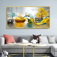 Peinture moderne simple de style nordique en porcelaine cristal paysage lumineux de luxe avec cerf doré pour la décoration de salon