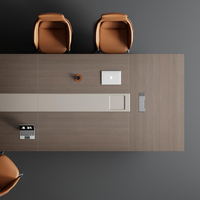 Table de conférence moderne personnalisée en panneaux de bois avec pieds en acier inoxydable, 10 places, usage commercial, bureau à domicile, hôtel, école, hôpital
