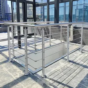 빌라 인테리어 계단 크로스 튜브 난간 안전 스테인레스 스틸 304 316 파이프 포스트 난간 크로스바 난간 디자인
