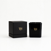 Vente chaude de pots de bougies parfumées de luxe, 8 oz, 10 oz, 12 oz, pots de bougies carrés uniques en noir avec boîte