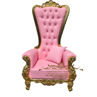Fournisseur d'usine, chaise de trône moderne à dossier haut dorée pour mariage, chaise de trône pour la mariée et le marié, reine et roi