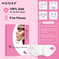 Patch Hydrogel OEM Personnalisé pour Lifting du Menton en V, au Collagène, Acide Hyaluronique et Caféine, Réducteur de Double Menton à Fixation Auriculaire pour la Ligne de la Lèvre du Menton, Lot de 5