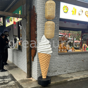 ประติมากรรมไอศกรีมขนาดใหญ่คุณภาพสูง พร้อมไฟตกแต่งร้านค้า รูปทรงโคนไฟฟ้า ไฟ LED ติดผนังภายนอกอาคาร สำหรับโปรโมชั่นดึงดูดลูกค้า - Product Image 5