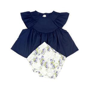 เสื้อผ้าเด็กขายส่ง ชุดเด็กผู้หญิงแบบเปิดไหล่ ลายดอกไม้ ชุดฤดูร้อน - Product Image 6