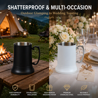 Mug à bière à double paroi en acier inoxydable 304 de qualité alimentaire, pour brasserie, pub, bar, camping en plein air