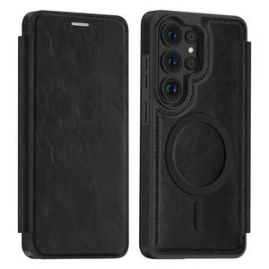 Étui en cuir PU à rabat magnétique avec fentes pour cartes et fermeture magnétique pour <span class=keywords><strong>Samsung</strong></span> S26 S26 Plus S26 <span class=keywords><strong>Ultra</strong></span> - Product Image 1