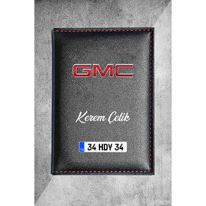 Porte-carte de permis personnalisé en cuir thermo avec logo GMC, personnalisable avec cadre - Product Image 1
