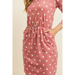 Robe en tissu French Terry à pois avec ceinture à nouer et poches - Product Image 5