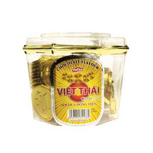 ช็อกโกแลตนมแบบเหรียญ 150 กรัม ยี่ห้อเวียทไท รสชาติอร่อย ห่อทองคำ ขนมหวานในกระปุก เหมาะสำหรับงานปาร์ตี้ในช่วงเทศกาล - Product Image 1