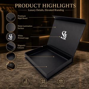 Caja de Presentación Magnética Plegable de Lujo Personalizada, Negra Clásica, Papel Rígido de 2mm de Grosor para Regalos - Product Image 2