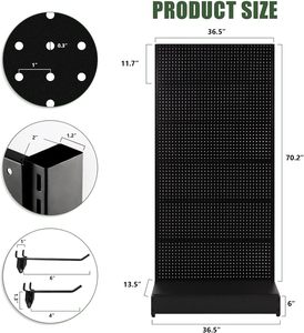 Nhà máy bền 4 gói Gondola kệ kim loại thị trường hiển thị đứng với hocks và bánh xe - Product Image 6