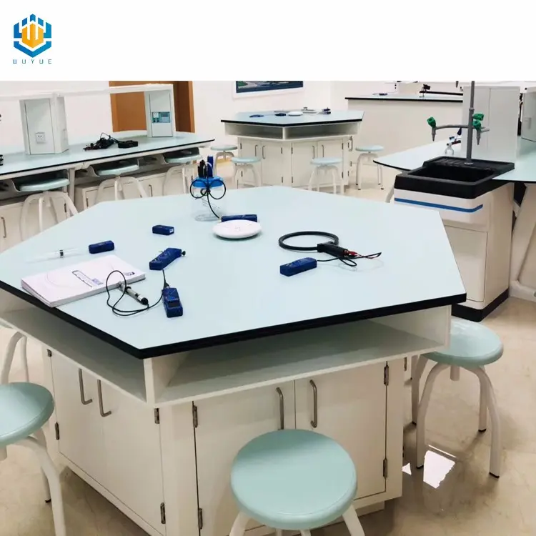 Middle school laboratory furniture student hexagon lab tables