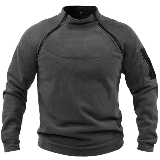 Men's Spring-Autumn Tactical Sweater 220 Grams Weight Warm Breathable Stand Collar T-Shirt for Outdoor Top