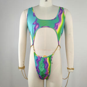 Costume da <span class=keywords><strong>Uomo</strong></span> King Mcgreen Star Lucido <span class=keywords><strong>Sexy</strong></span> per Nightclub Tuta con Catena Colorata a Forma di T per Spettacoli in Discoteca - Product Image 2