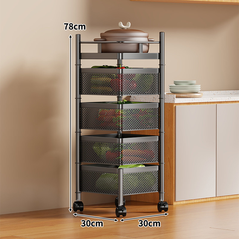 Multifunctional Black Rotating Shelf [Four-Tier Square]