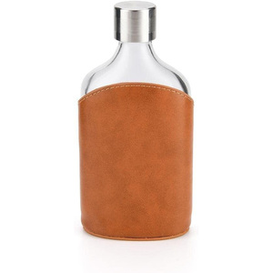 Draagbare Moderne 100Ml 240Ml Beschermende Siliconen Lederen Huls Glazen Heupfles Met Lekvrije Deksels - Product Image 6