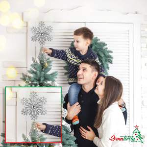 Ornement de sapin de Noël en métal flocon de neige scintillant argenté avec paillettes, 12 po x 7 po, décoration de Noël - Product Image 2