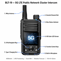 Hyremotek I9 Werks-OEM 5G LTE Cluster-Intercom Walkie-Talkie 4000mAh Typ-C-Ladung HD-Farbdisplay Große Reichweite GPS für