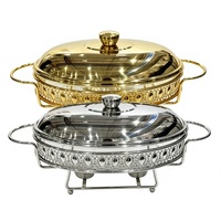 Chauffe-Plat Buffet Vintage Doré 2L/3L, Température Constante 60-80°C, pour Restaurants en Libre-Service et Hôtels
