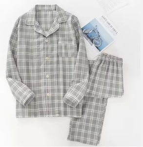 <span class=keywords><strong>Pigiama</strong></span> Termico da <span class=keywords><strong>Uomo</strong></span> Taglie Forti, Traspirante, con Stampa, Maniche Lunghe, Scollo a V, Casual, in Maglia di Cotone a Doppia Garza, Pantaloni a Quadretti - Product Image 2