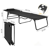 Chaise longue d'extérieur pliable à trois positions avec dossier verrouillable, cavité pour le visage et emplacements pour les bras