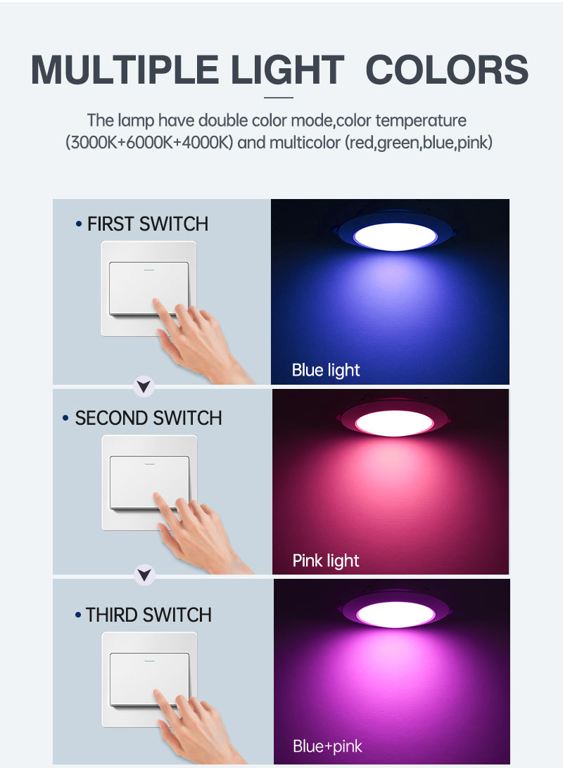 High quality AC85-265V led spotlight RGB 7 watt led downlight 100V 200V RGBW 7w led downlight with dimmable mode