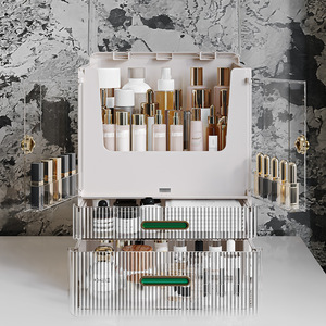 Cosmetic <b>Storage</b> Box Transparent <b>Plastic</b> Desktop Organizer With <b>Drawers</b> For Bedroom Makeup <b>Storage</b> - Product Image 3