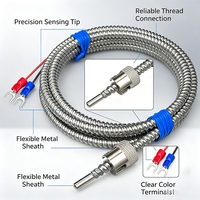 Contrôleur de température à thermocouple de type K RPD, filetage M8, conduit métallique flexible en acier inoxydable, IP65, Modbus RTU, industriel