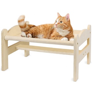 나무 높은 고양이 침대, 실내 고양이 소파 애완 동물 용품 통기성 고양이 장난감, 중소 고양이 선물에 적합 - Product Image 1