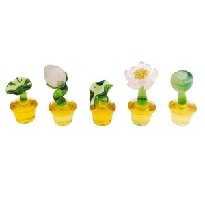 Figurines miniatures en verre soufflé à la main, cycle de vie du lotus, fleur de lotus en verre, décoration pour théière, ornement micro-paysager - Product Image 4