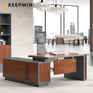 Hot Sell Luxury Classic Office L Shape Manager <strong>Desk</strong> <strong>With</strong> <strong>Side</strong> Cabinet Executive <strong>Table</strong> - Product Image 6