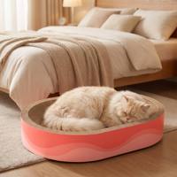 Griffoir ovale ondulé pour chat, lit-nid durable en carton pour chats d'intérieur et chatons