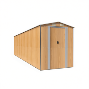 Caseta de jardín de acero galvanizado marrón claro de 75.6x303.9x87.8 para almacenamiento - Product Image 1