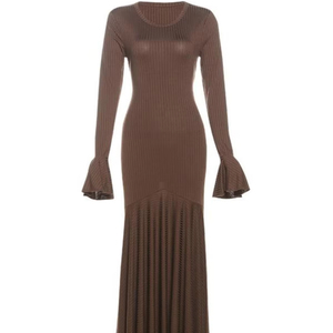 Instagram famoso abito da sirena dimagrante a lunghezza alta Casual con maniche a campana FallWinter in stile dominio - Product Image 1
