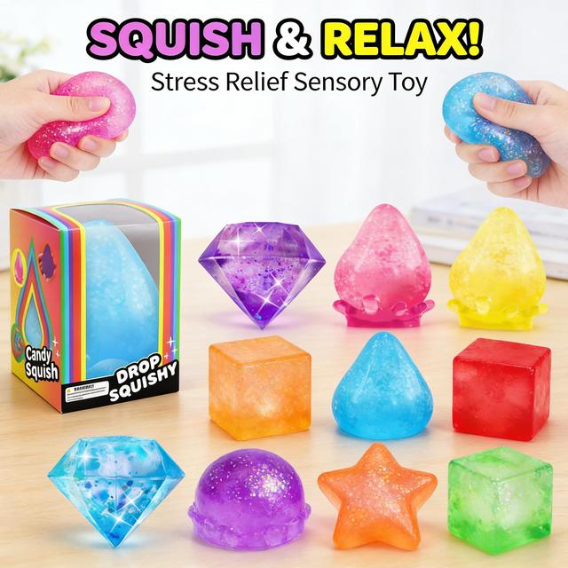 Hot Selling Items: Multiple Styles of Need Ohh Squishy Dreamy Water Drop Maltose Squeezable Toys for Stress Relief.