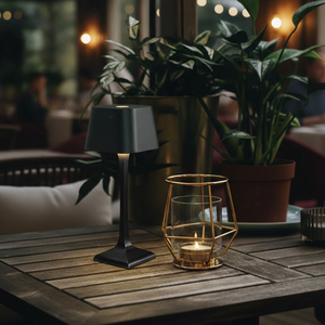 现代北欧触摸Alluminiu户外奢华礼品灯餐厅装饰无绳充电发光二极管黑金台灯 - Product Image 2