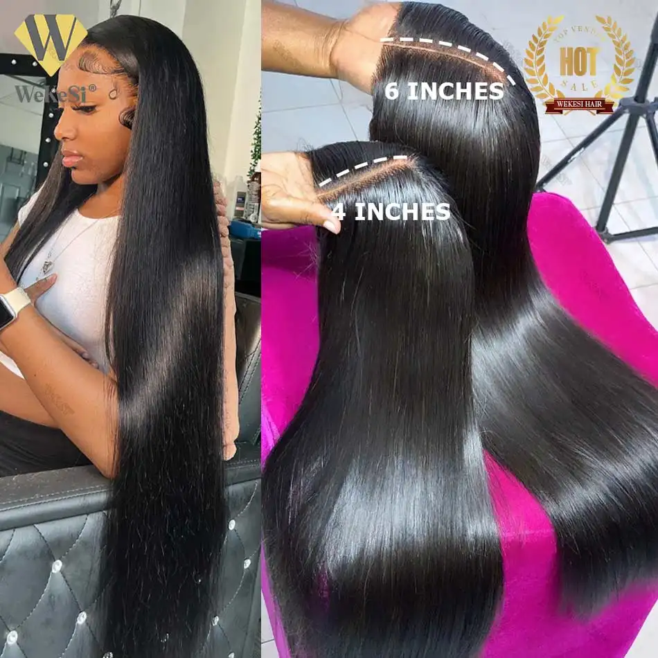 30 40Inch 13*4 Mongolian Raw Bundl Virgin Remy Malaysian Glueless Wigs Human Hair Front HD Lace Frontal Wigs For Black Women