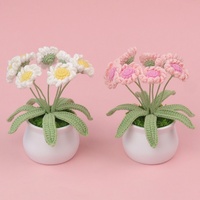 Planta Artificial Tejida a Mano en Maceta con Diseño de Margarita, Decoración para Escritorio, Regalo de Graduación o Regreso a Clases